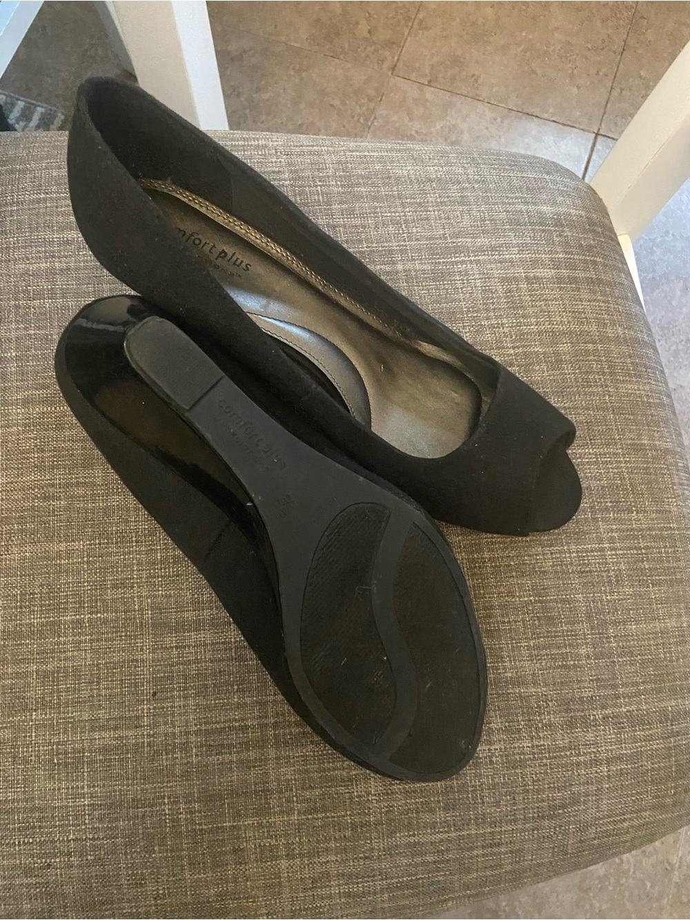 comfort plus by Predictions Black Peep Toe Heels - Picture 3 of 3
